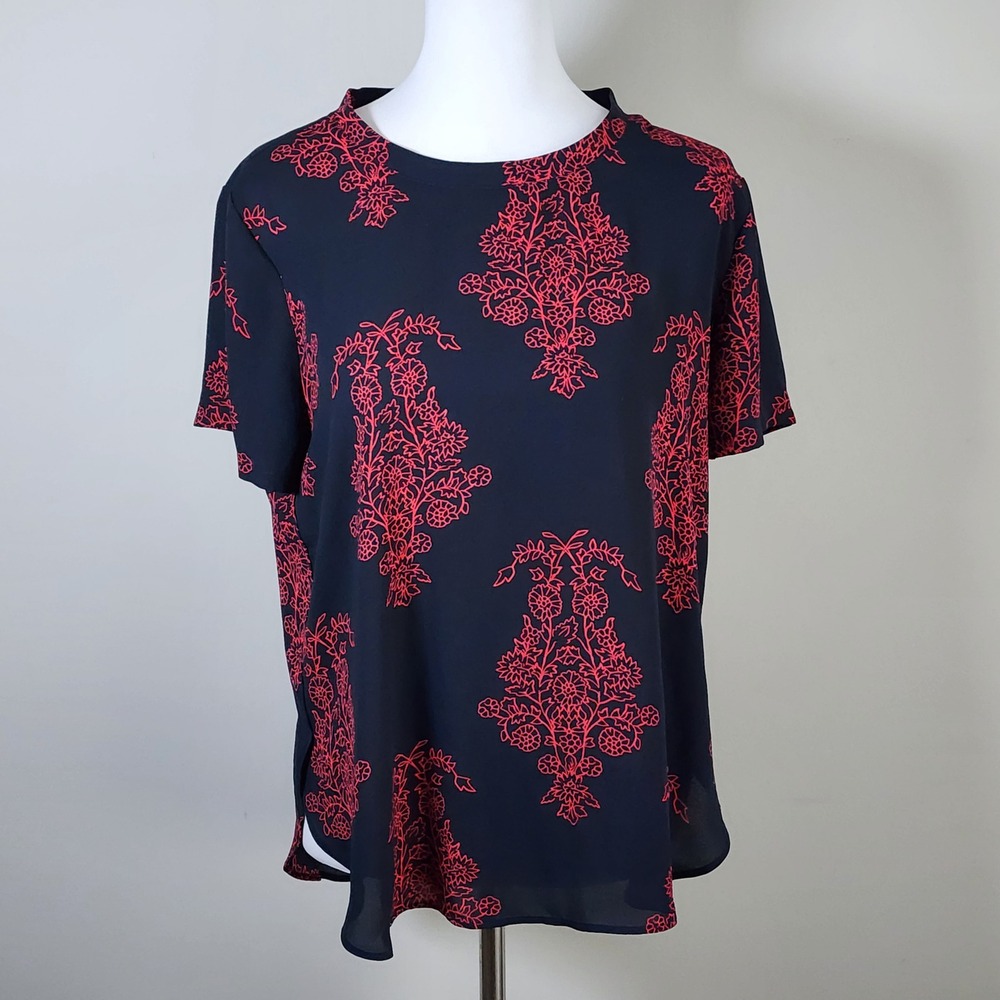 Ann Taylor Loft Floral Print Blouse Womens Medium Top Office Work Lightweight